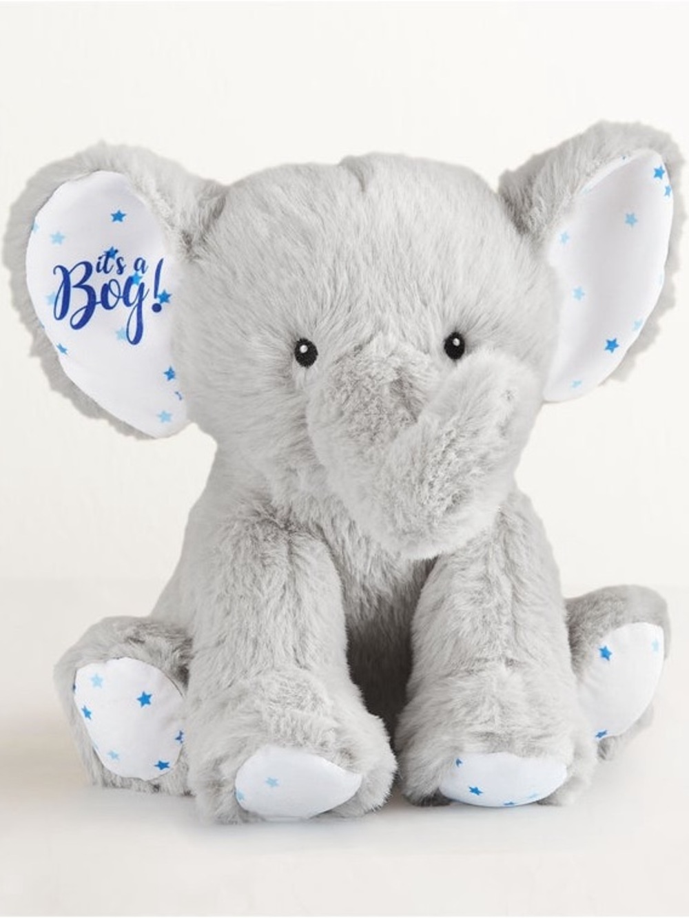 Gray Plush Elephant Stuffed Animal with It’s a Boy Messaging